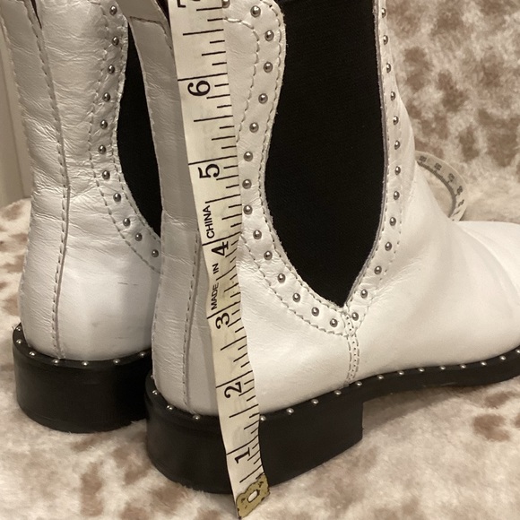 Rebecca Minkoff Chelsea Sabeen White Ankle Leather Studded Boots, Size 6 1/2 - Picture 14 of 15
